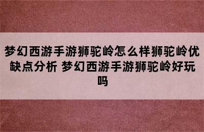 梦幻西游手游狮驼岭怎么样狮驼岭优缺点分析 梦幻西游手游狮驼岭好玩吗